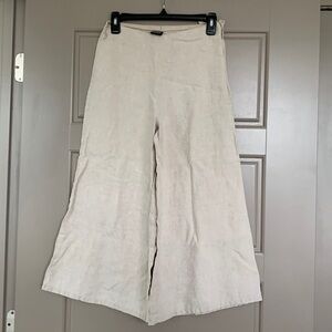 EILEEN FISHER LINEN WIDE LEG CROPPED PANT XS